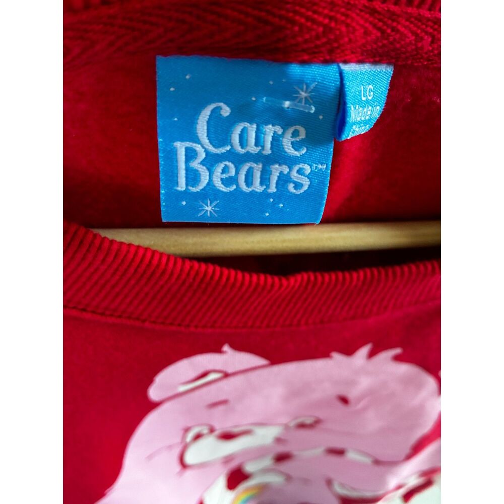 Care Bears Let's Get Cozy Red PomPom Cheer Bear Winter Crewneck Sweatshirt Large - Picture 3 of 4